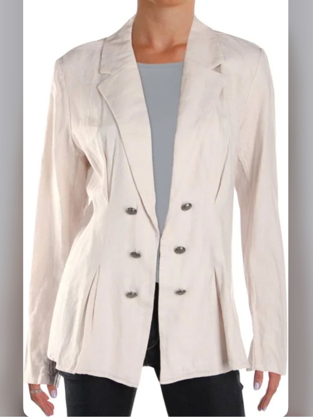 Free People Cinched Waist Linen Blazer Jacket